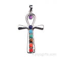 7 la guérison Chakra perles Yoga de méditation Croix pendentif forme Neacklace